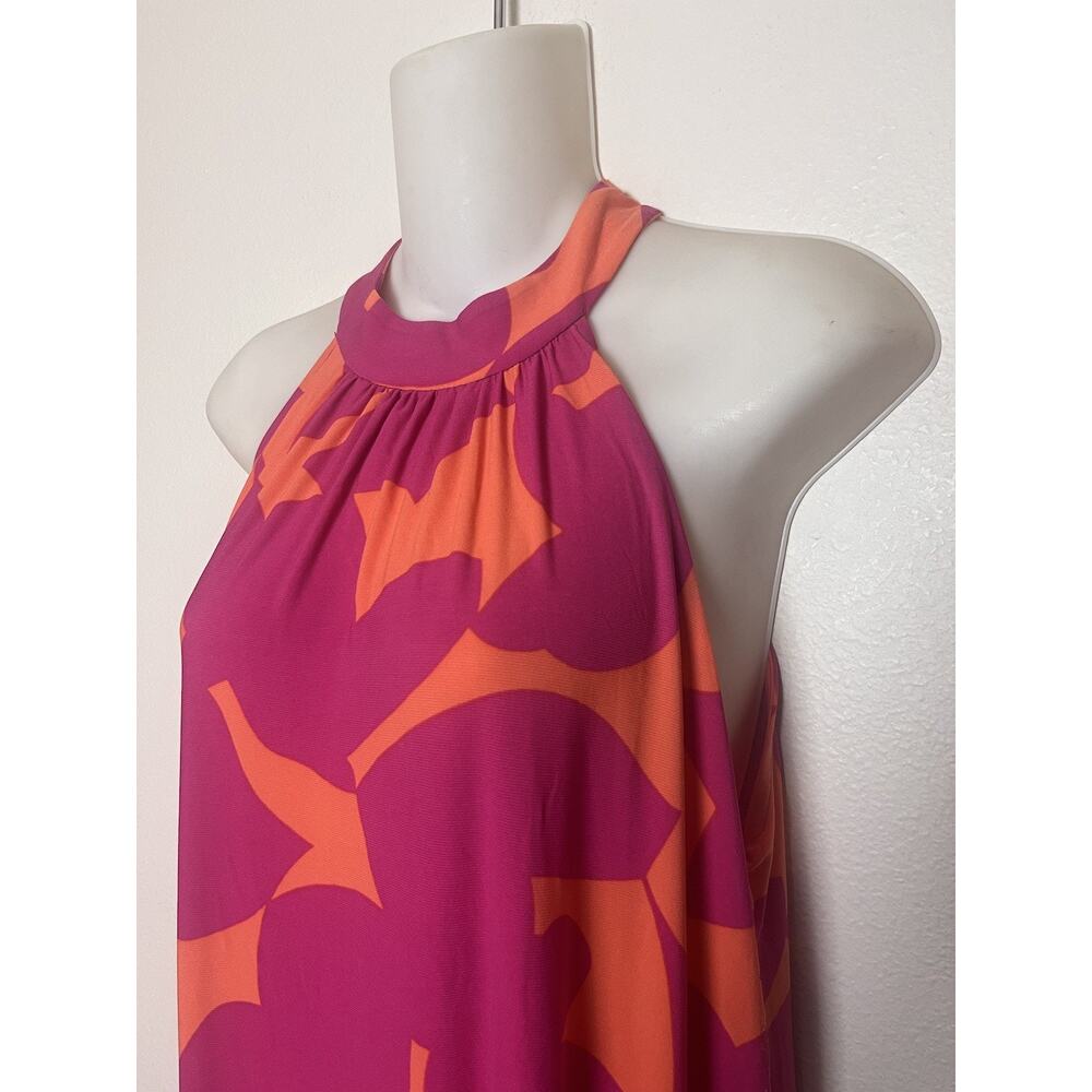 Bar III Halter Maxi Dress Women’s Sz Medium Pink Orange Stretch NWT - Picture 3 of 9